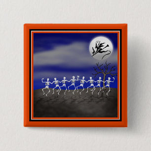 Halloween Moonlit Party Scene 15 Cm Square Badge