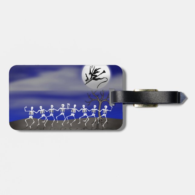Halloween Moonlit Party Scene Luggage Tag (Back Horizontal)