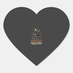 Halloween Moonlit Witch Cottage Heart Sticker