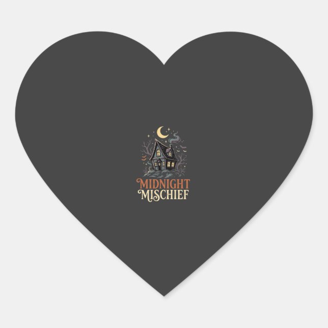Halloween Moonlit Witch Cottage Heart Sticker (Front)