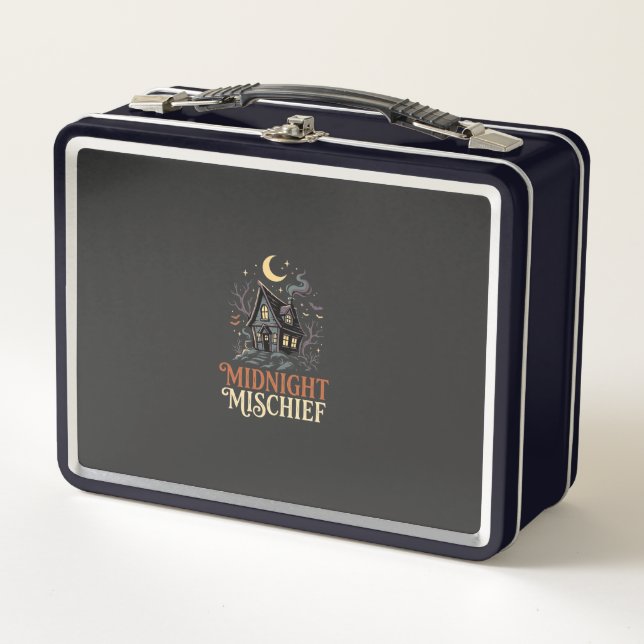 Halloween Moonlit Witch Cottage Metal Lunch Box (Front)