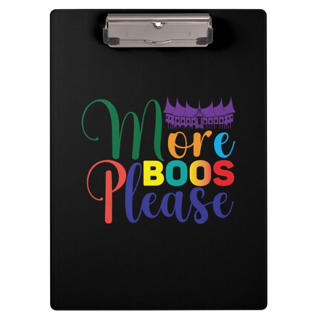 Halloween More Boos Please Birthday Clipboard (Front)