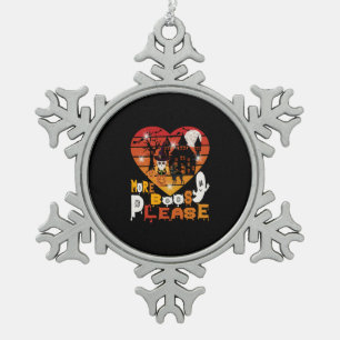 Halloween More Boos Please Snowflake Pewter Christmas Ornament