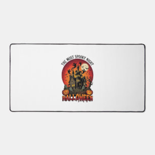 Halloween Most Spooky Night Haunted House Ghosts P Desk Mat