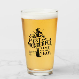 Halloween Most Wonderful Time Festive Spooky Fall Glass