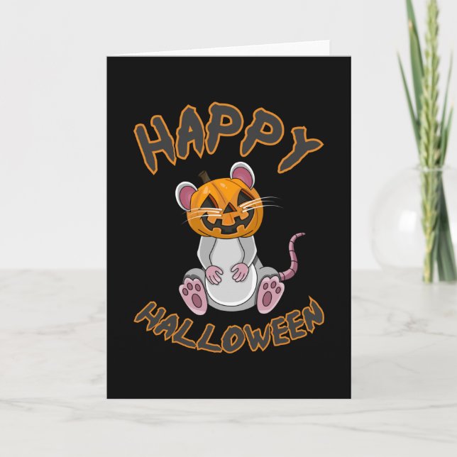 Halloween Mouse Mice Rat Pumpkin Horror Gift Idea Card (Front)