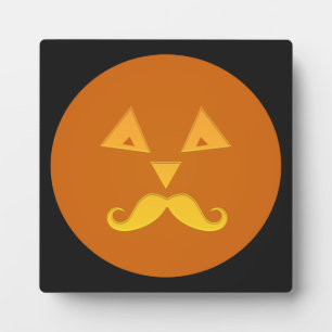 Halloween Moustache Pumpkin plaque