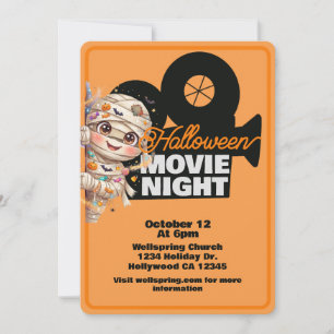 Halloween Movie Night Cute Mummy Invitation
