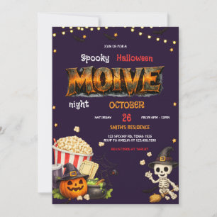 Halloween Movie Night Party Invitation Spooky Horr