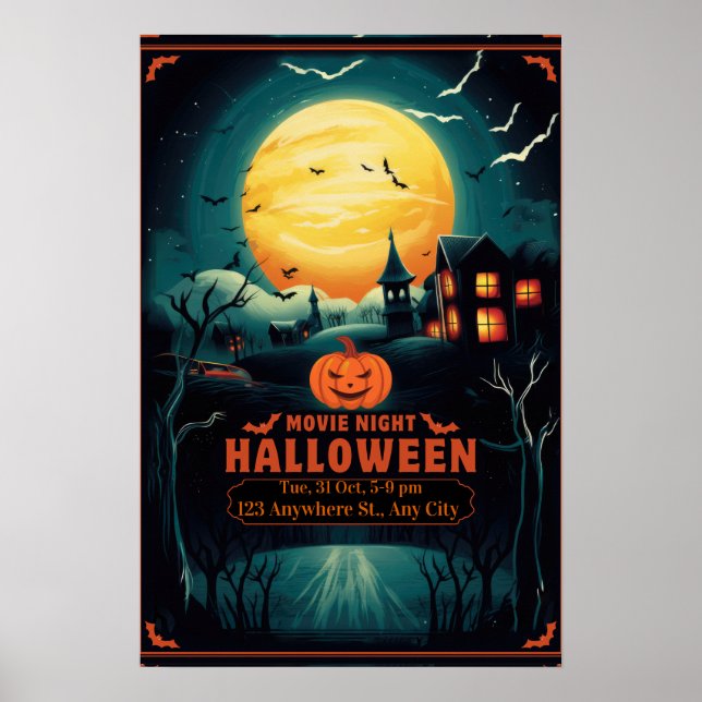 Halloween Movie Night Poster (Front)