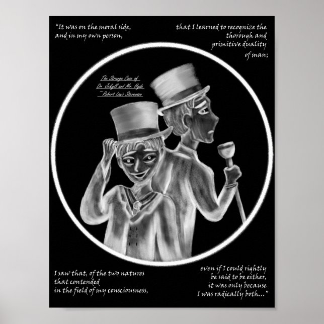 Halloween Mr. Hyde and Dr. Jekyll Gothic Art Print (Front)