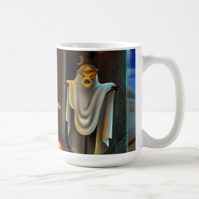 Halloween Mug/Ghost and Pumpkins Coffee Mug (Right)