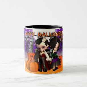 Halloween mug with two vampire children
