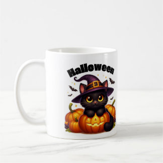 Halloween mugs with a cat theme