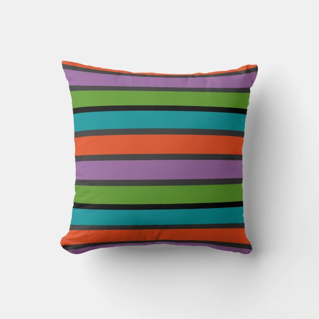 Halloween Multi-colour Stripes  Cushion (Front)