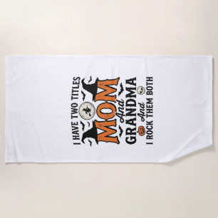 Halloween Mum Grandma Vintage Witch Shirt Design_1 Beach Towel