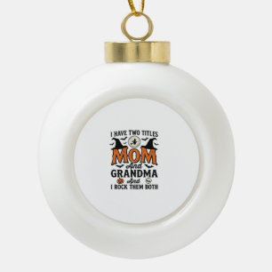 Halloween Mum Grandma Vintage Witch Shirt Design_1 Ceramic Ball Christmas Ornament