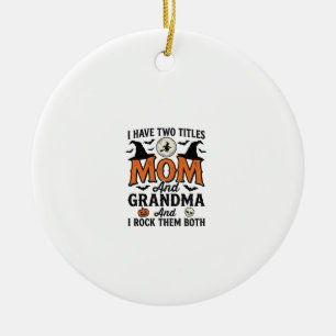 Halloween Mum Grandma Vintage Witch Shirt Design_1 Ceramic Tree Decoration