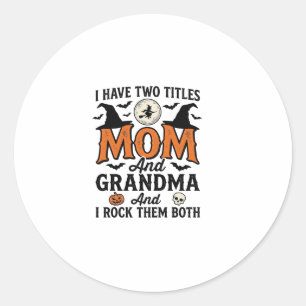 Halloween Mum Grandma Vintage Witch Shirt Design_1 Classic Round Sticker