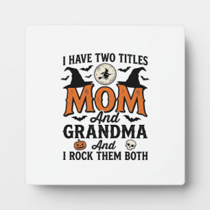 Halloween Mum Grandma Vintage Witch Shirt Design_1 Plaque