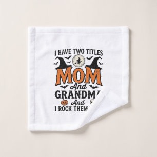 Halloween Mum Grandma Vintage Witch Shirt Design_1 Wash Cloth