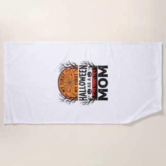 Halloween Mum My First Spooky Vintage_1 Beach Towel