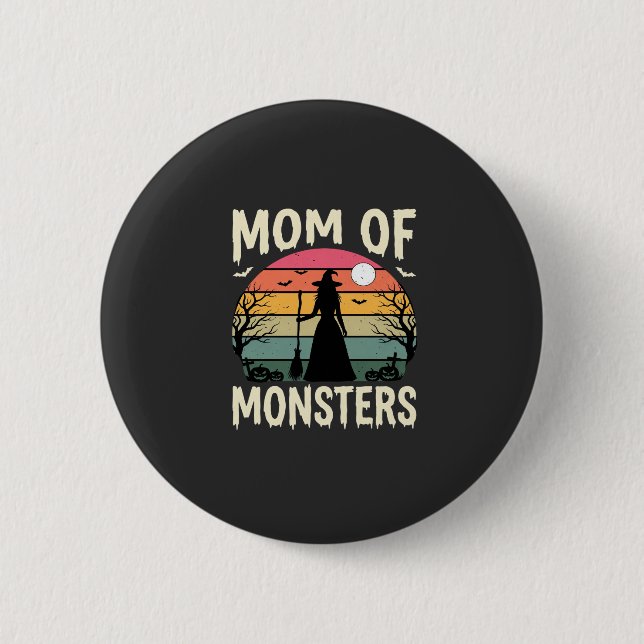 Halloween Mum Of Monsters Witch Sunset 6 Cm Round Badge (Front)
