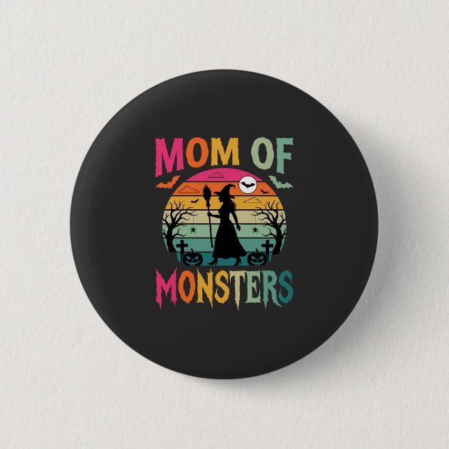 Halloween Mum of Monsters Witch Sunset 6 Cm Round Badge (Front)