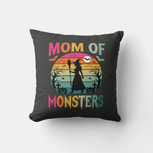 Halloween Mum of Monsters Witch Sunset Cushion