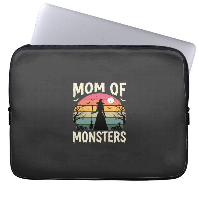 Halloween Mum Of Monsters Witch Sunset Laptop Sleeve (Front)