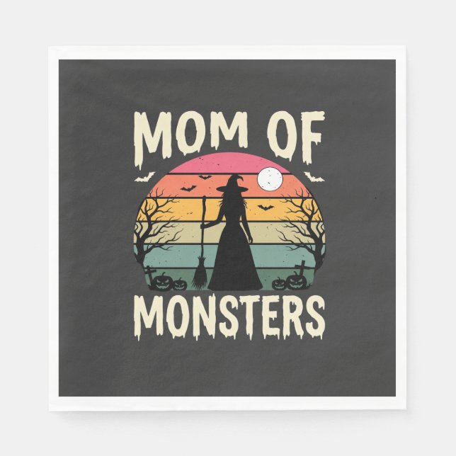Halloween Mum Of Monsters Witch Sunset Napkin (Front)