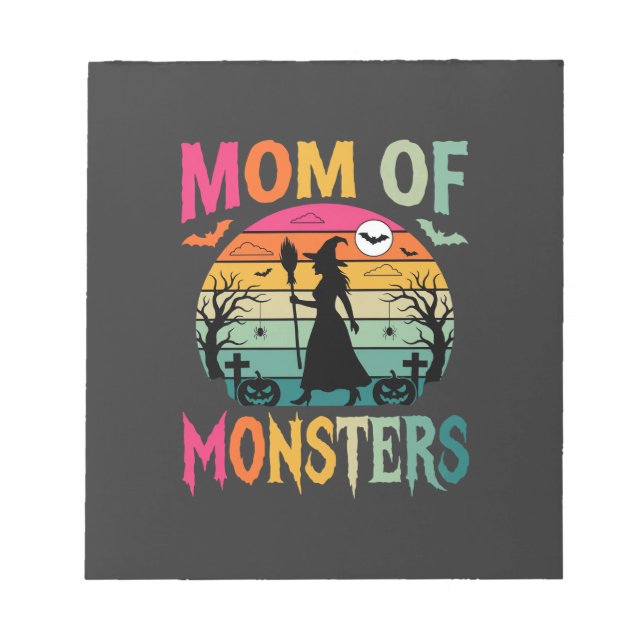 Halloween Mum of Monsters Witch Sunset Notepad (Front)