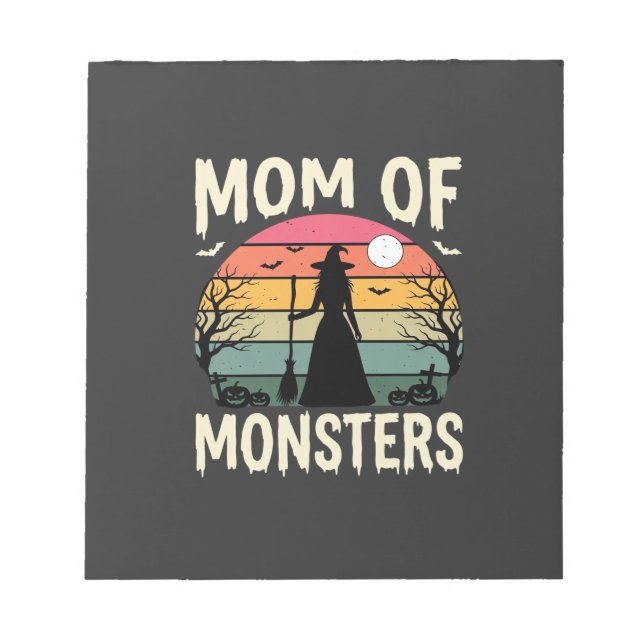 Halloween Mum Of Monsters Witch Sunset Notepad (Front)