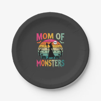 Halloween Mum of Monsters Witch Sunset Paper Plate