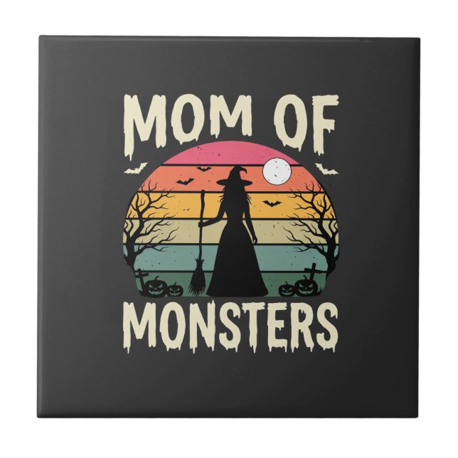 Halloween Mum Of Monsters Witch Sunset Tile (Front)