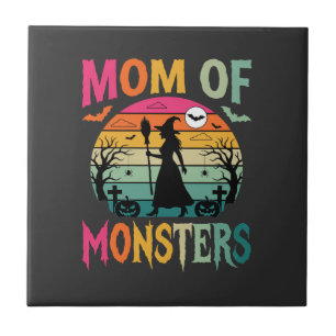 Halloween Mum of Monsters Witch Sunset Tile