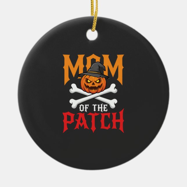 Halloween Mum of the Patch Pumpkin Witch Ceramic Tree Decoration (Front)