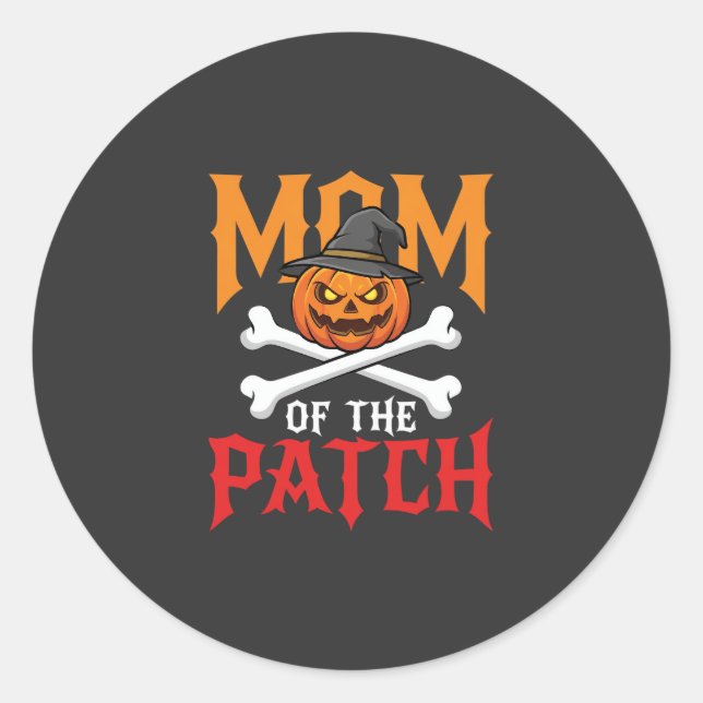 Halloween Mum of the Patch Pumpkin Witch Classic Round Sticker (Front)