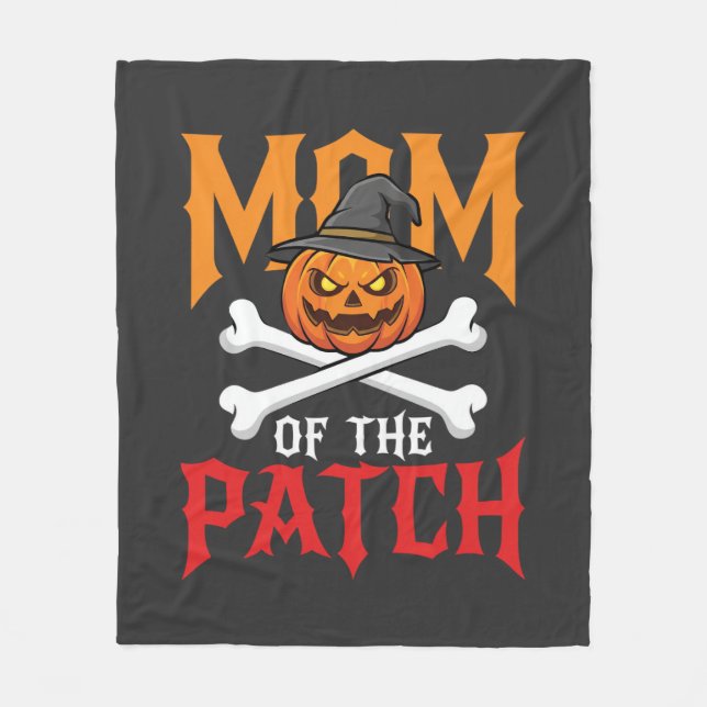 Halloween Mum of the Patch Pumpkin Witch Fleece Blanket (Front)