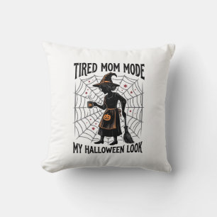 Halloween Mum Shirt Tired Costume Vintage Graphic_ Cushion
