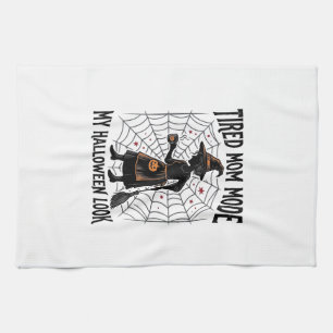 Halloween Mum Shirt Tired Costume Vintage Graphic_ Tea Towel