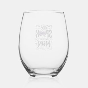 Halloween Mum Spooky Vintage Engraving Shirt Desig Stemless Wine Glass