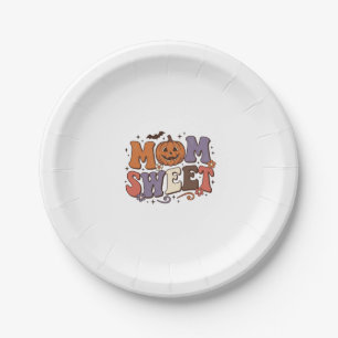 Halloween Mum Sweet Pumpkin Vintage Shirt Design_1 Paper Plate