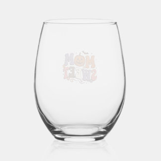 Halloween Mum Sweet Pumpkin Vintage Shirt Design_1 Stemless Wine Glass