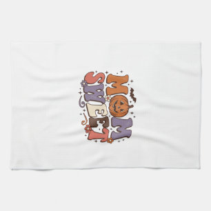 Halloween Mum Sweet Pumpkin Vintage Shirt Design_1 Tea Towel