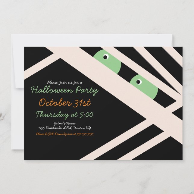 Halloween Mummy Costume Party Invitation (Front)
