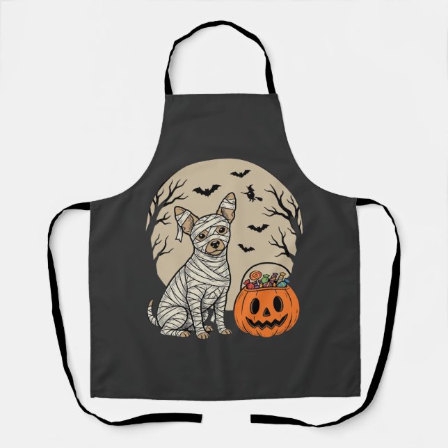 Halloween Mummy Dog and Pumpkin Candy Apron (Front)