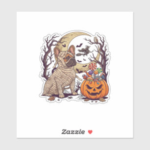 Halloween Mummy French Bulldog Pumpkin Candy Witch