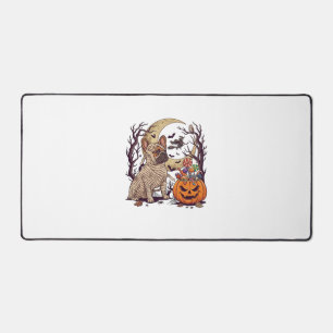 Halloween Mummy French Bulldog Pumpkin Candy Witch Desk Mat