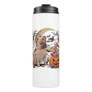 Halloween Mummy French Bulldog Pumpkin Candy Witch Thermal Tumbler